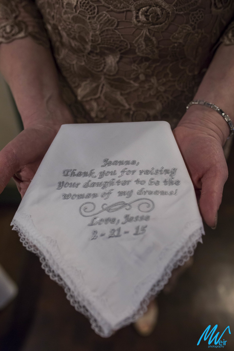 mother of the bride handkerchief present 