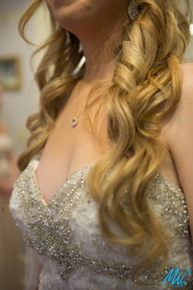 closeup of brides bodice