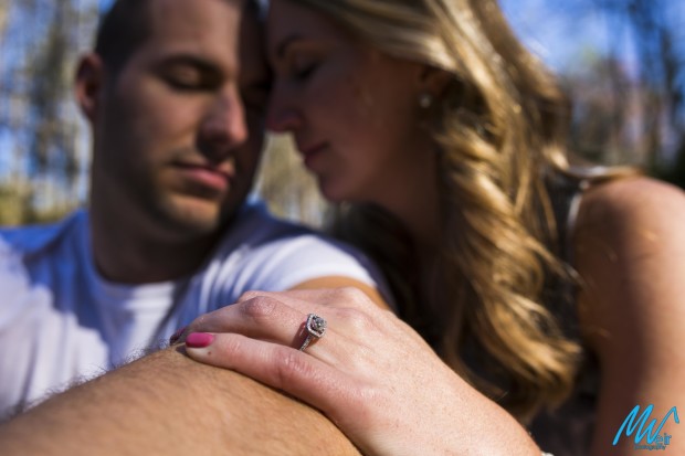 closeup of brides engagement ring