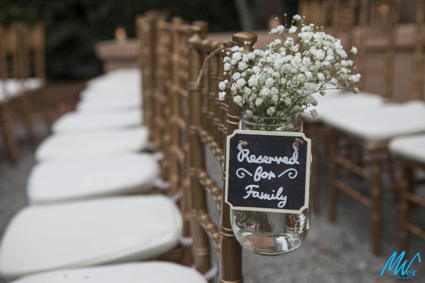 reserved sign for family at wedding ceremony