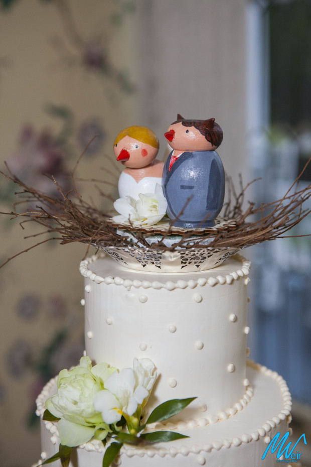 wooden bird bride and groom cake topper