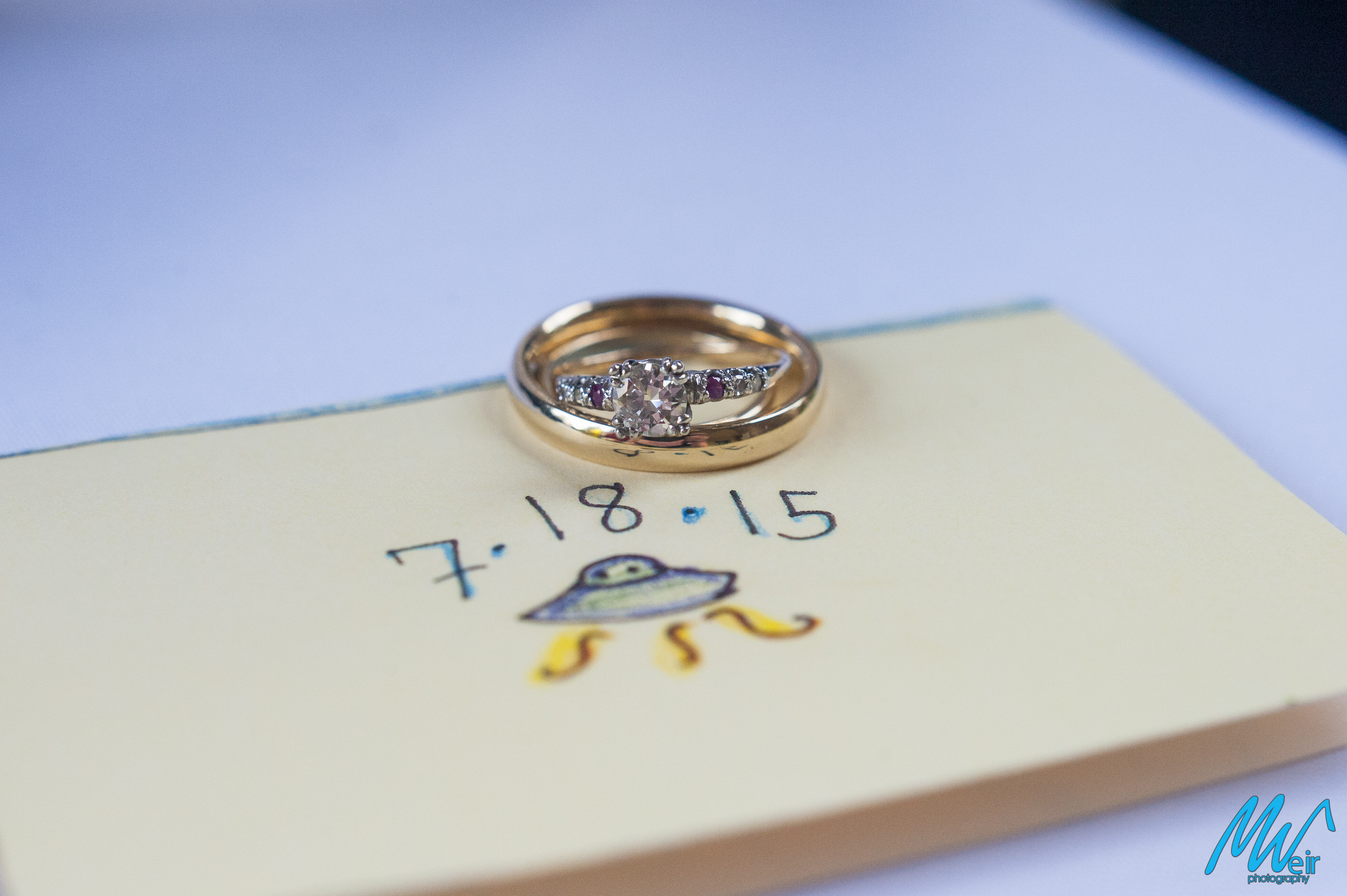 detail photo of bride and grooms rings