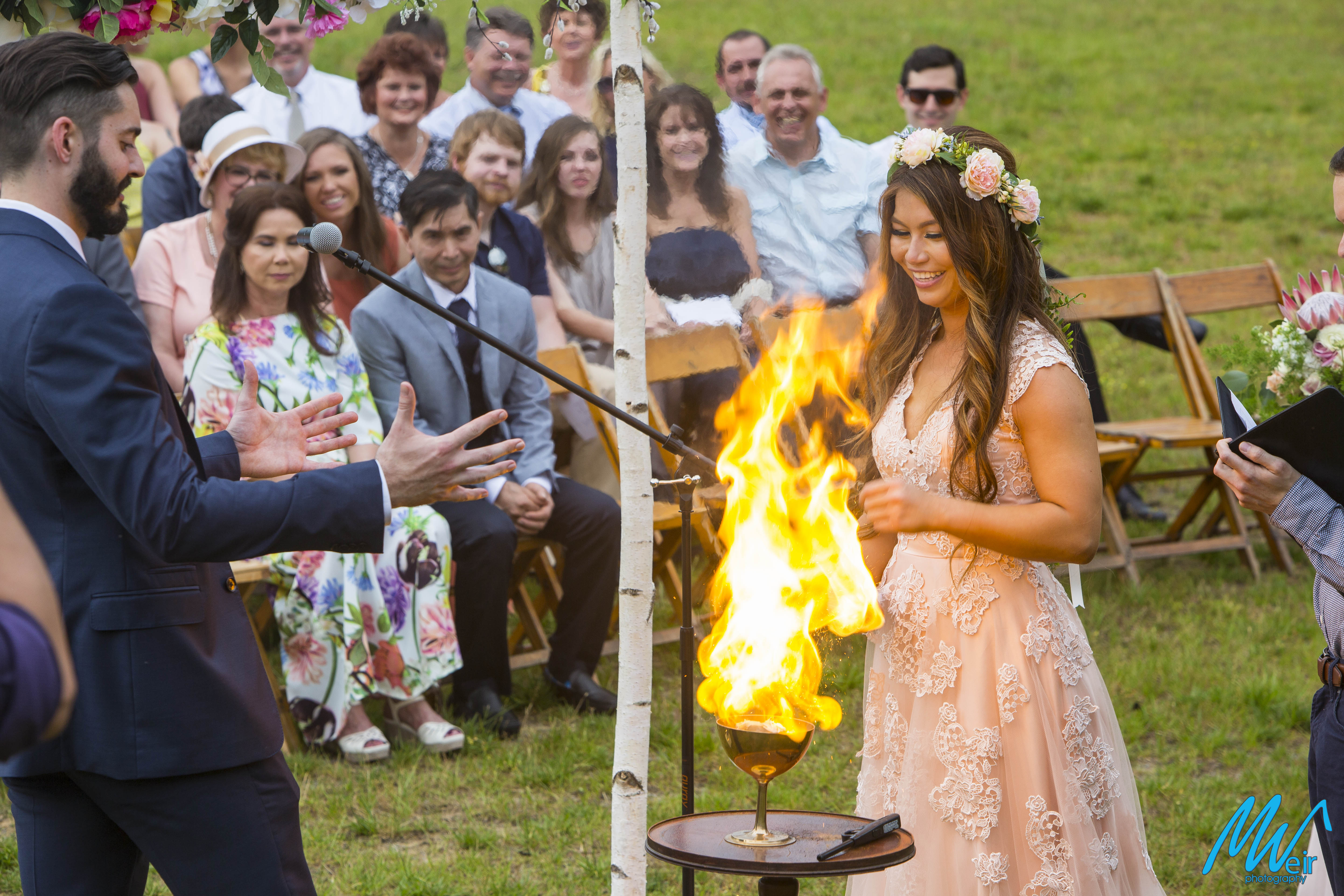 Bride and Groom submit their vows into a Harry Potter themed Goblet of Fire