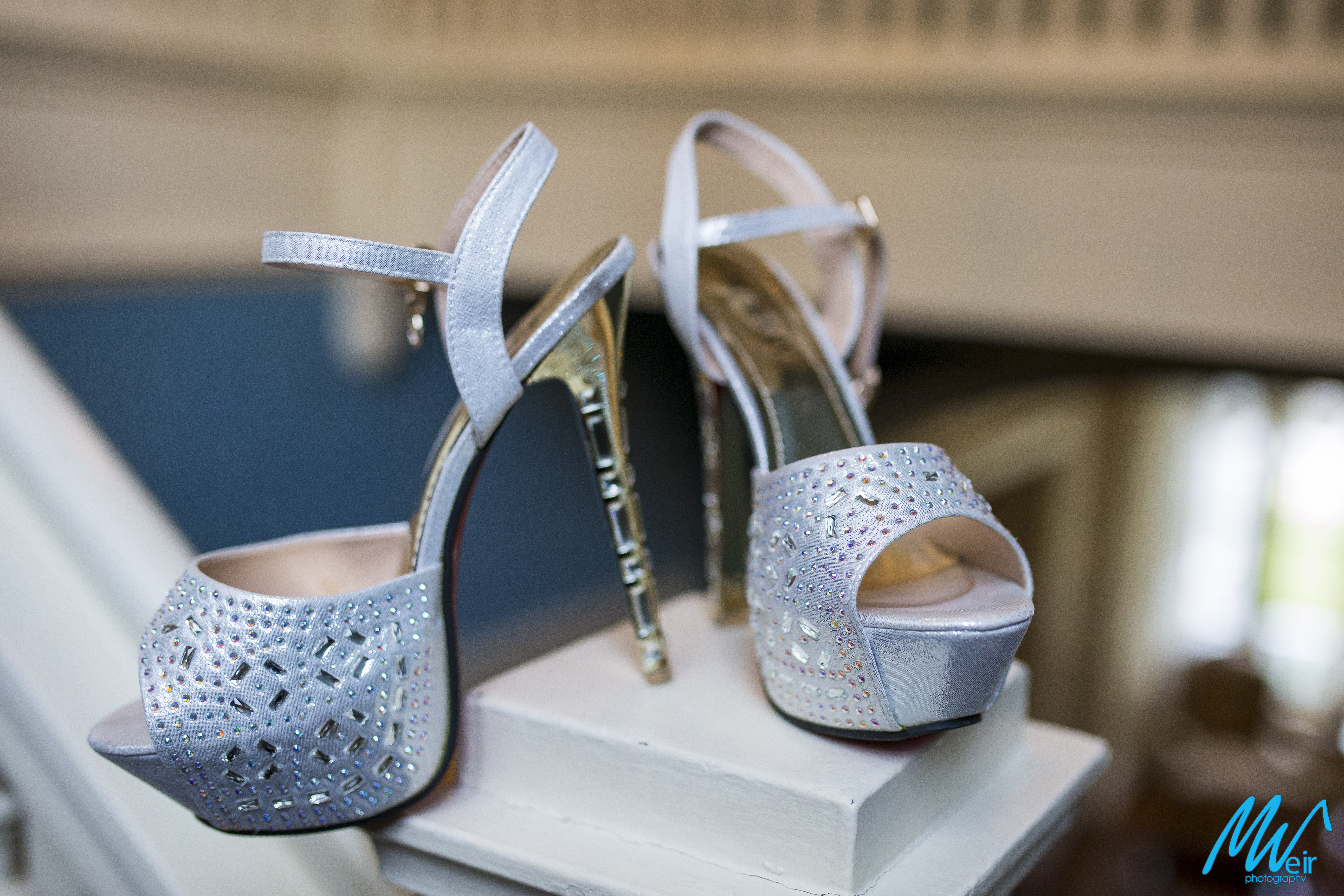 4 inch silver bedazzled jeweled heels