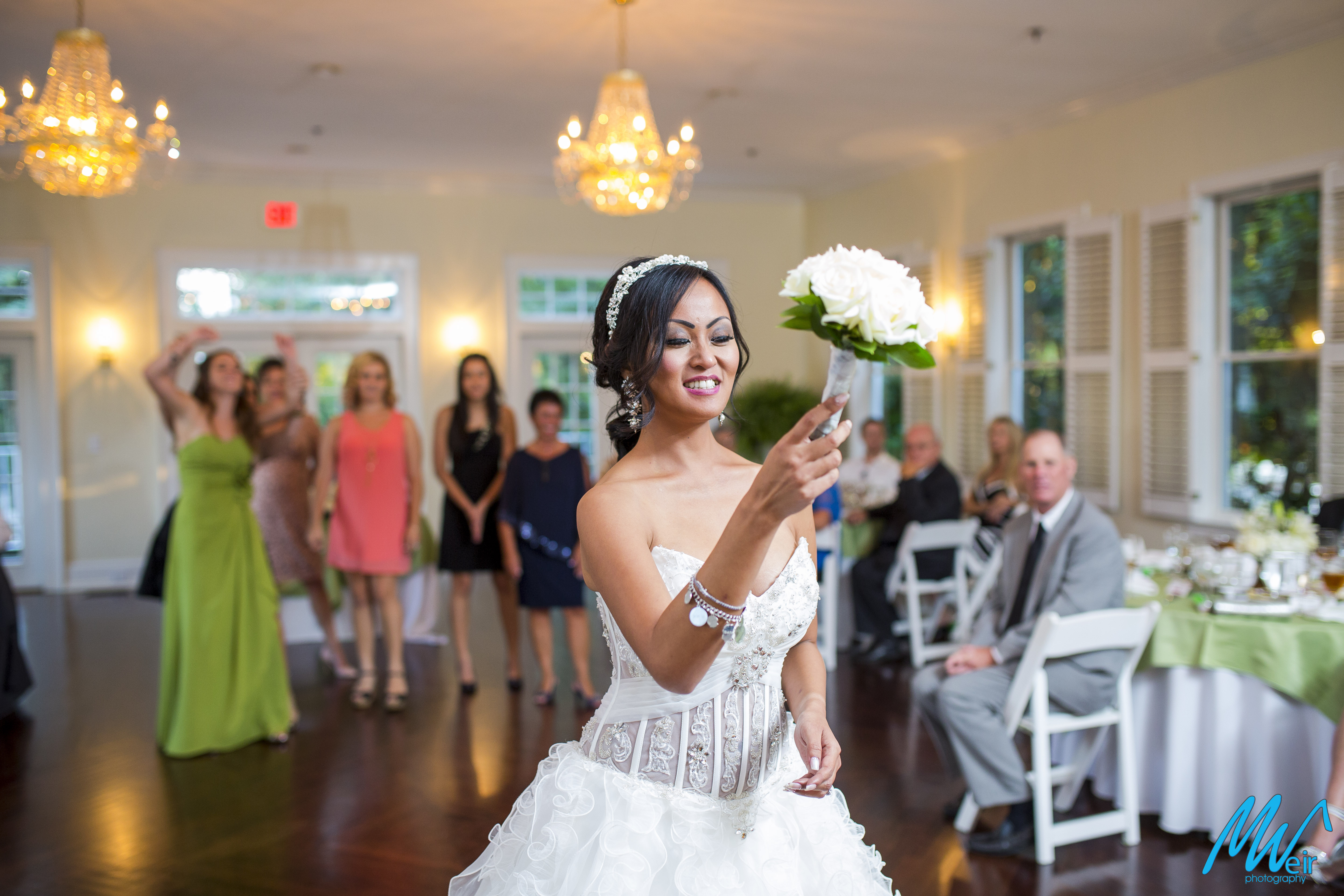 bride about to throw bouquet