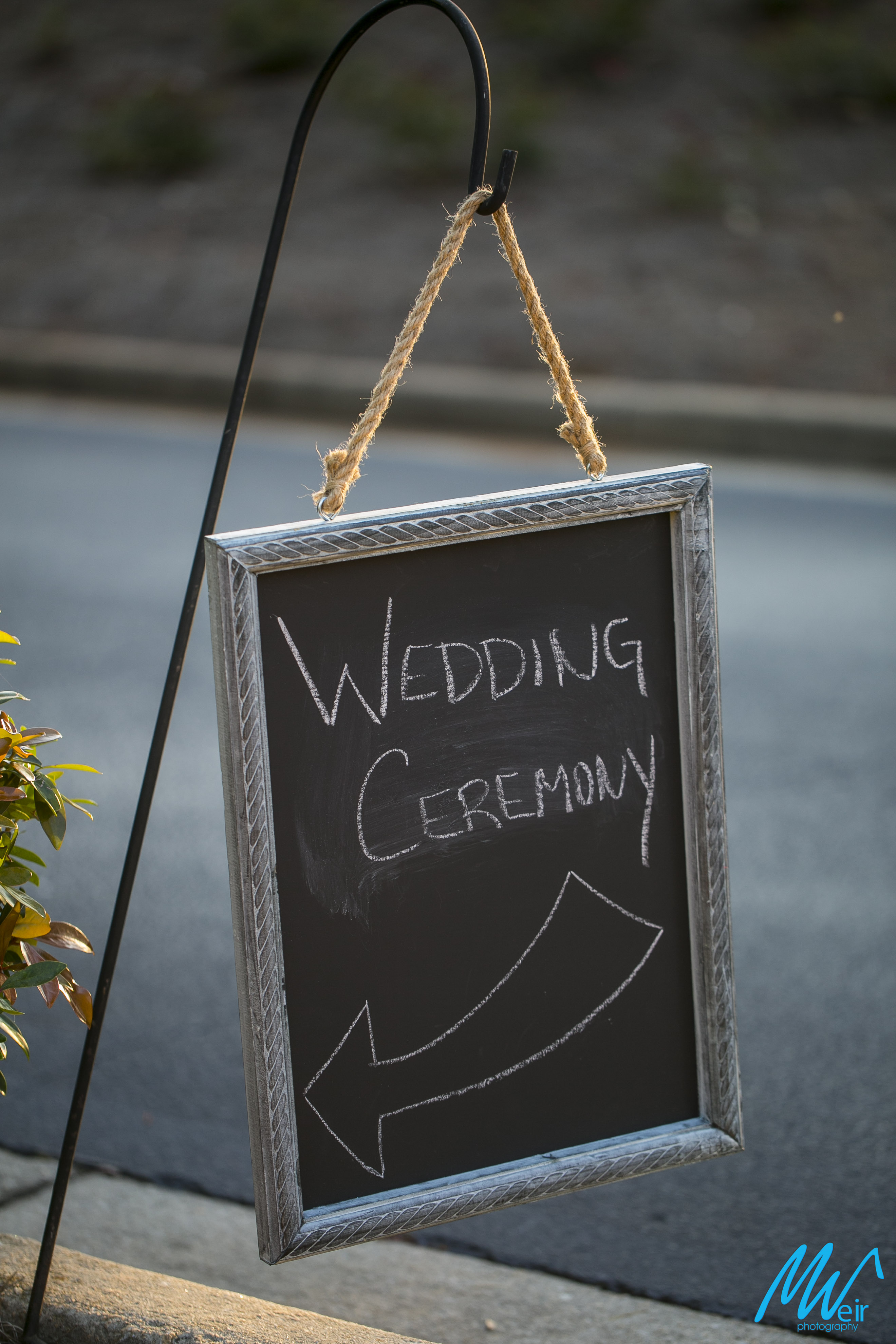 chalk wedding ceremony sign