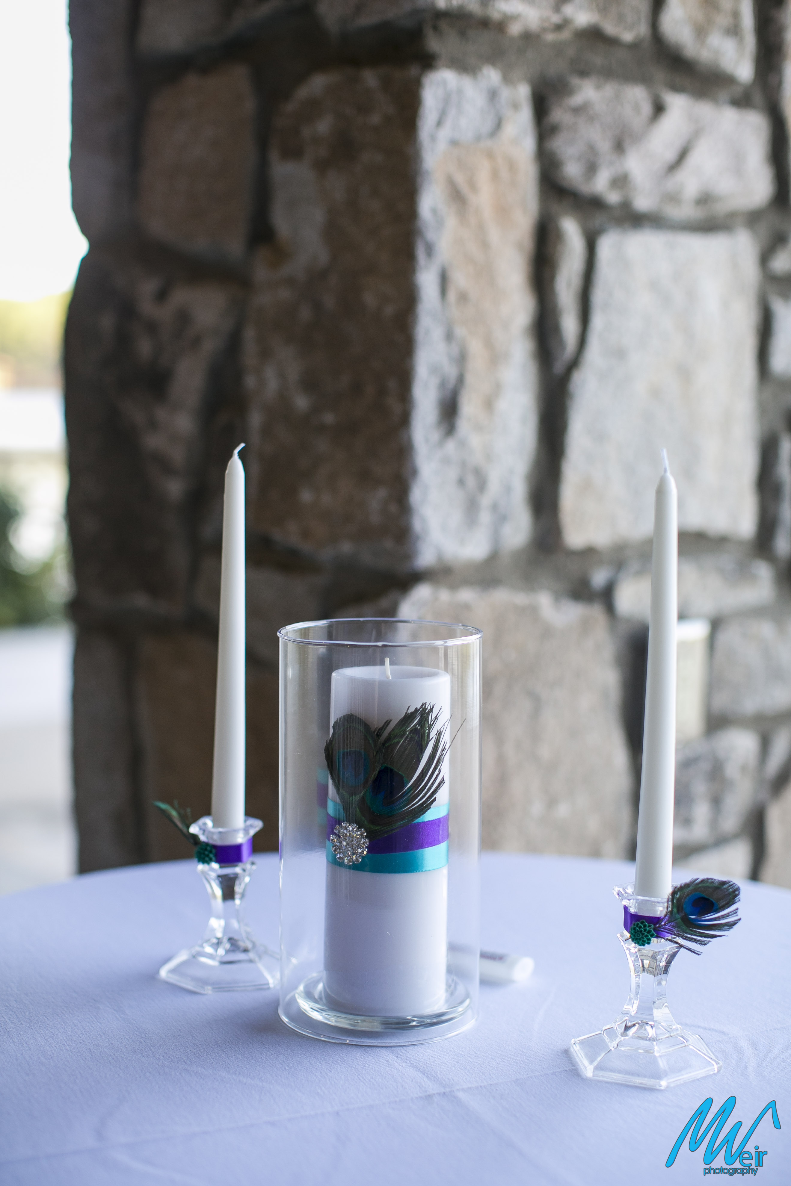peacock themed unity candle for wedding ceremony