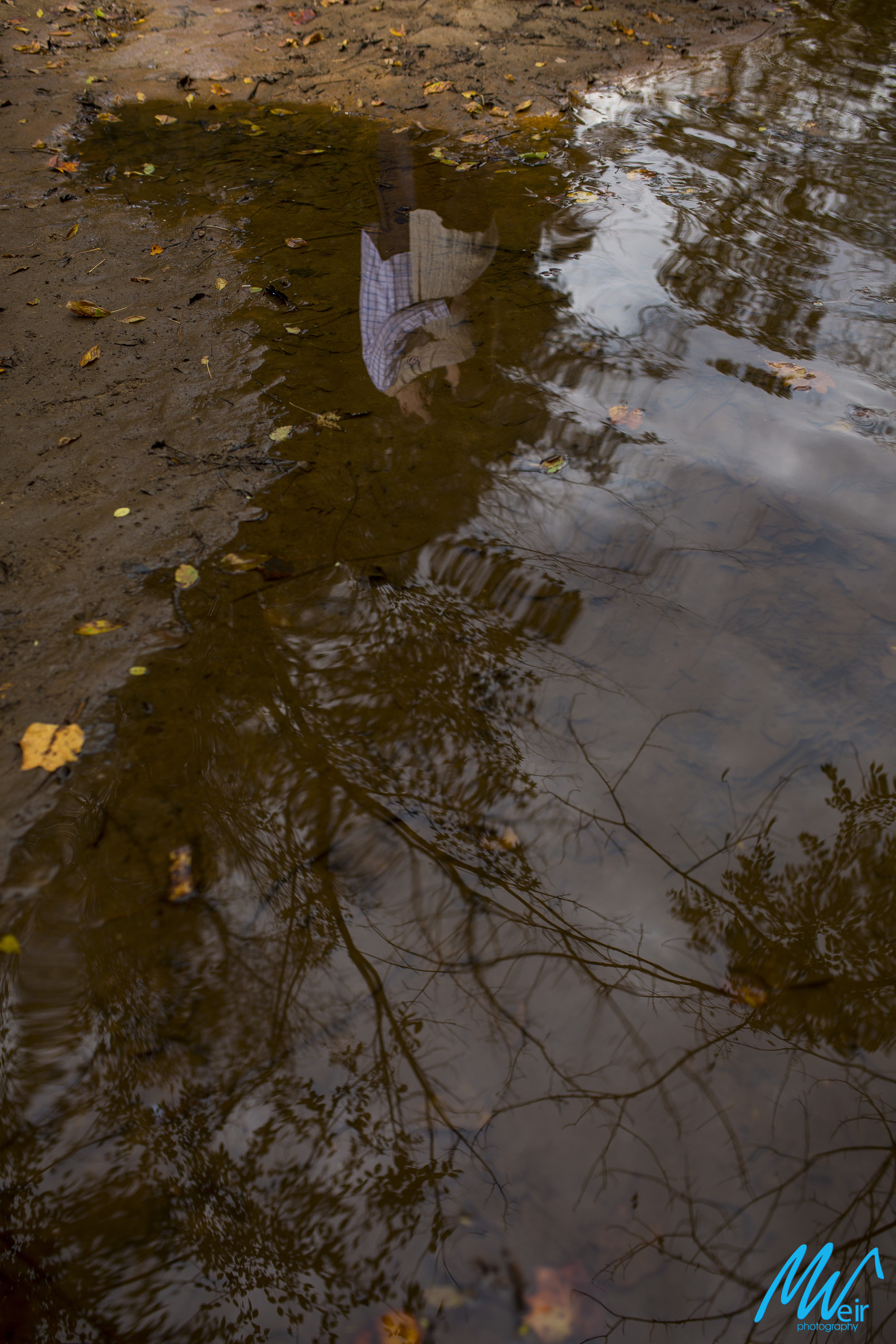 reflection in the water of a couple during engagement session