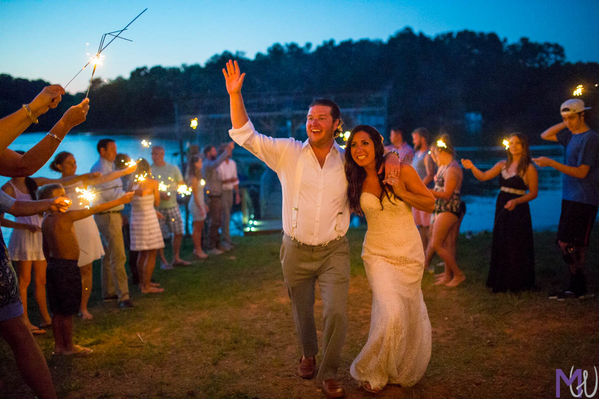 young couple gets married lakeside in lake lanier georgia
