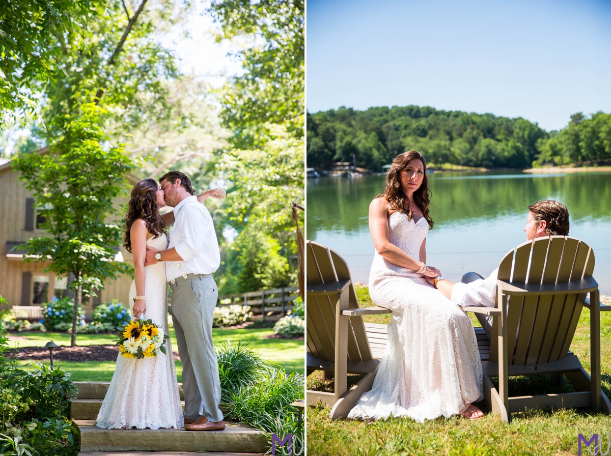 young couple gets married lakeside in lake lanier georgia