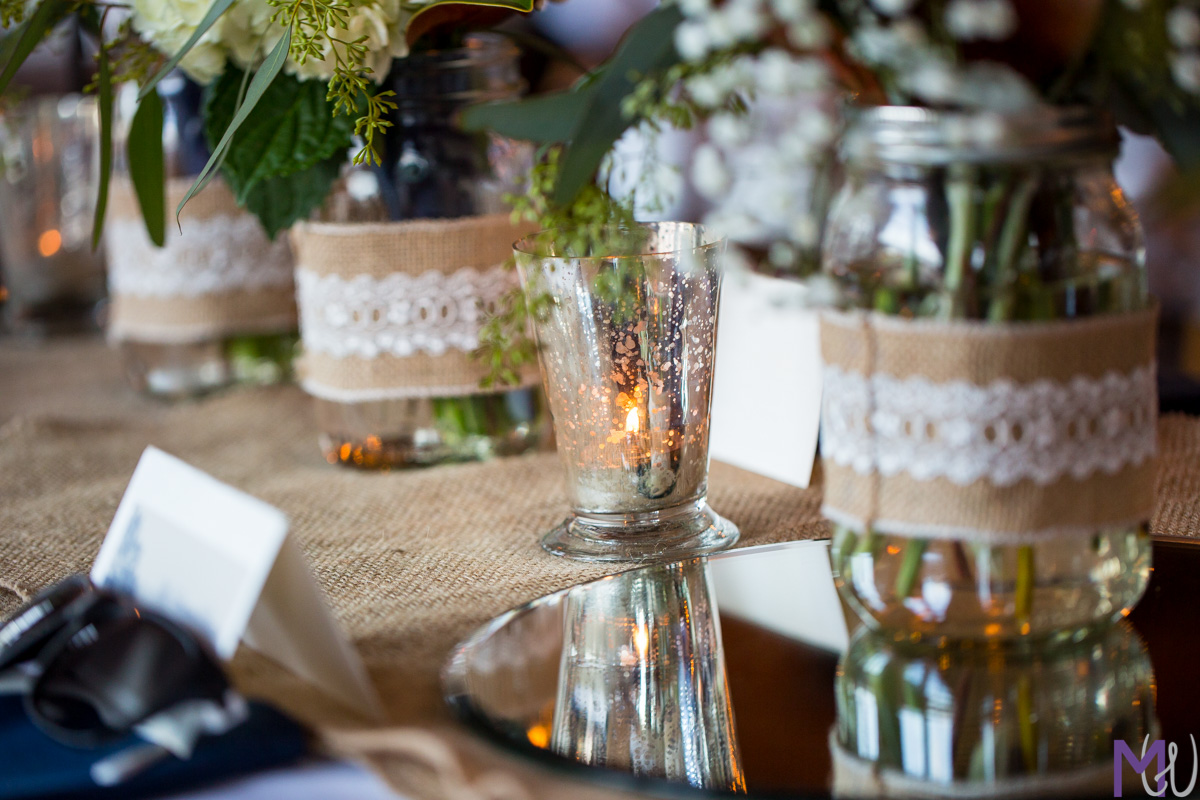 table reception decor at a wedding