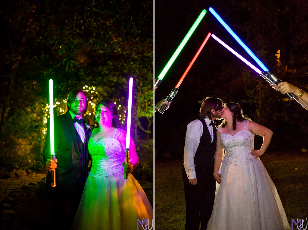 star wars newlyweds with light sabers