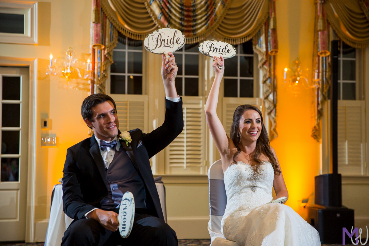 bride and groom play the newlywed game
