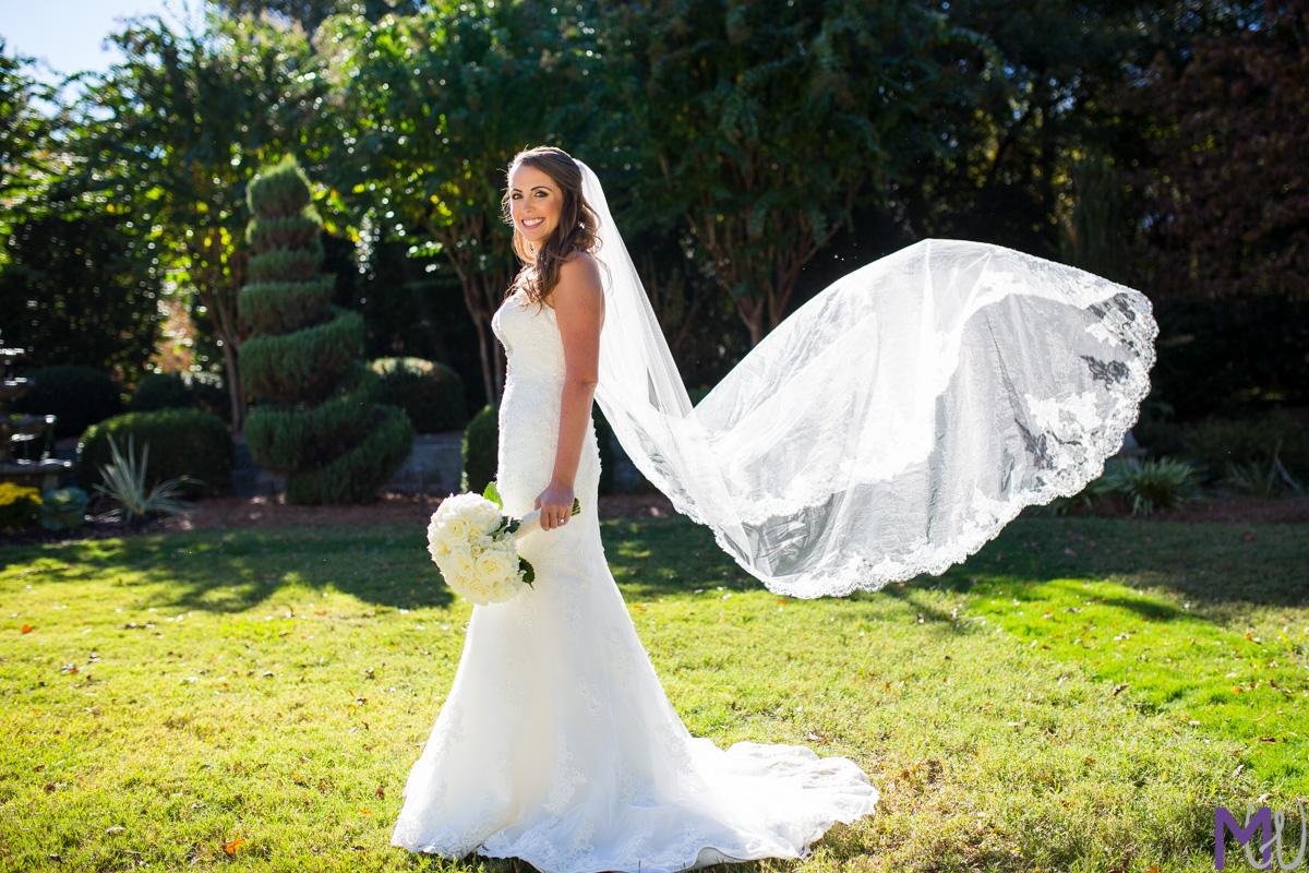 bride with cathedral length veil