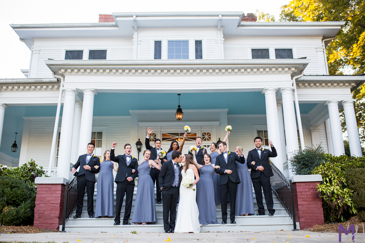 bridal party on front porch