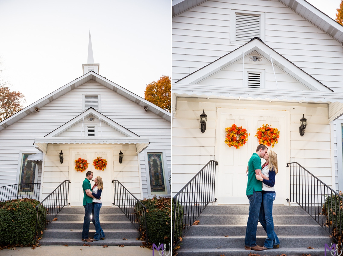 engagement photos at small local church