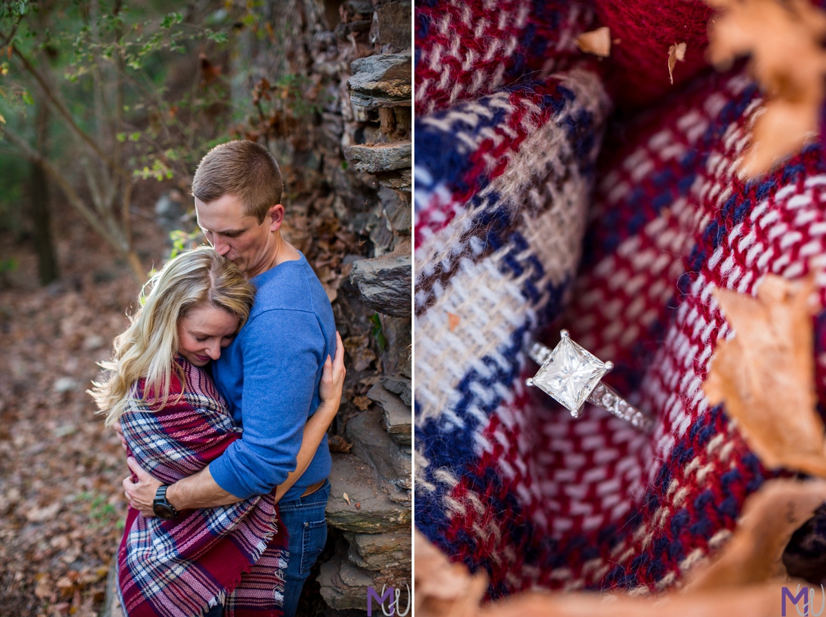 diamond engagement ring in a wool blanket