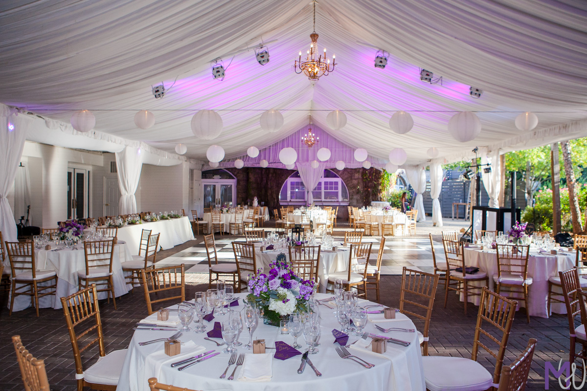piedmont garden tent set up for a purple wedding