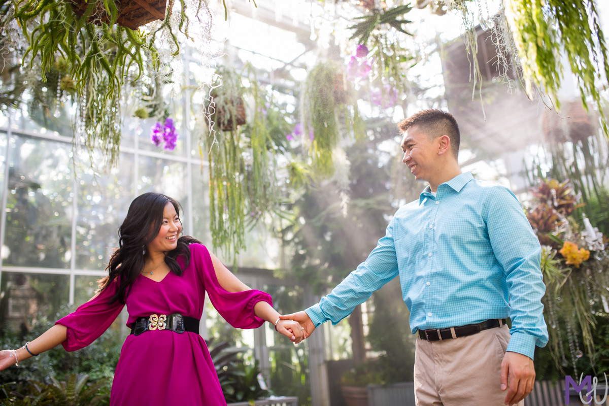 spring Engagement session at the atlanta botanical garden