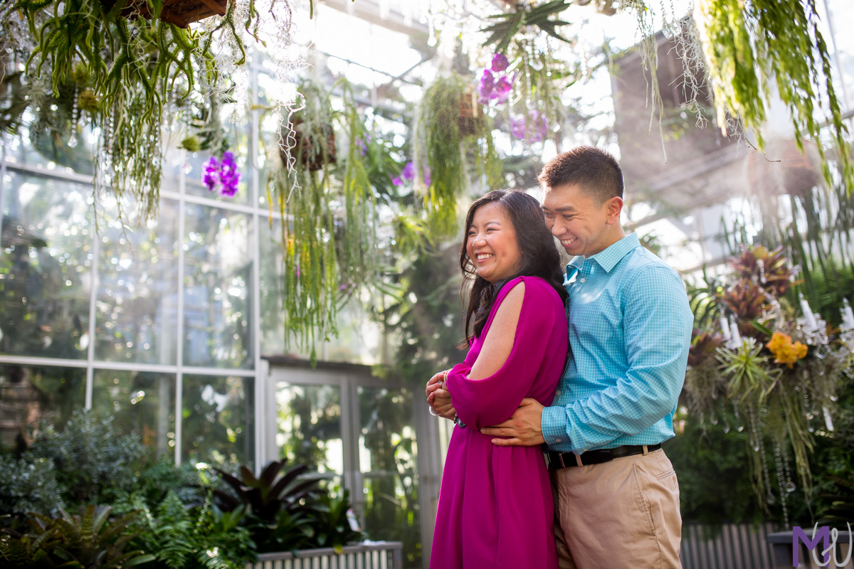 spring Engagement session at the atlanta botanical garden