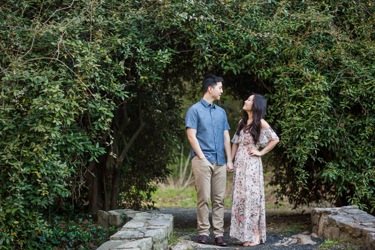 Cator Woolford Gardens engagement session in the spring time with cherry blossoms blooming