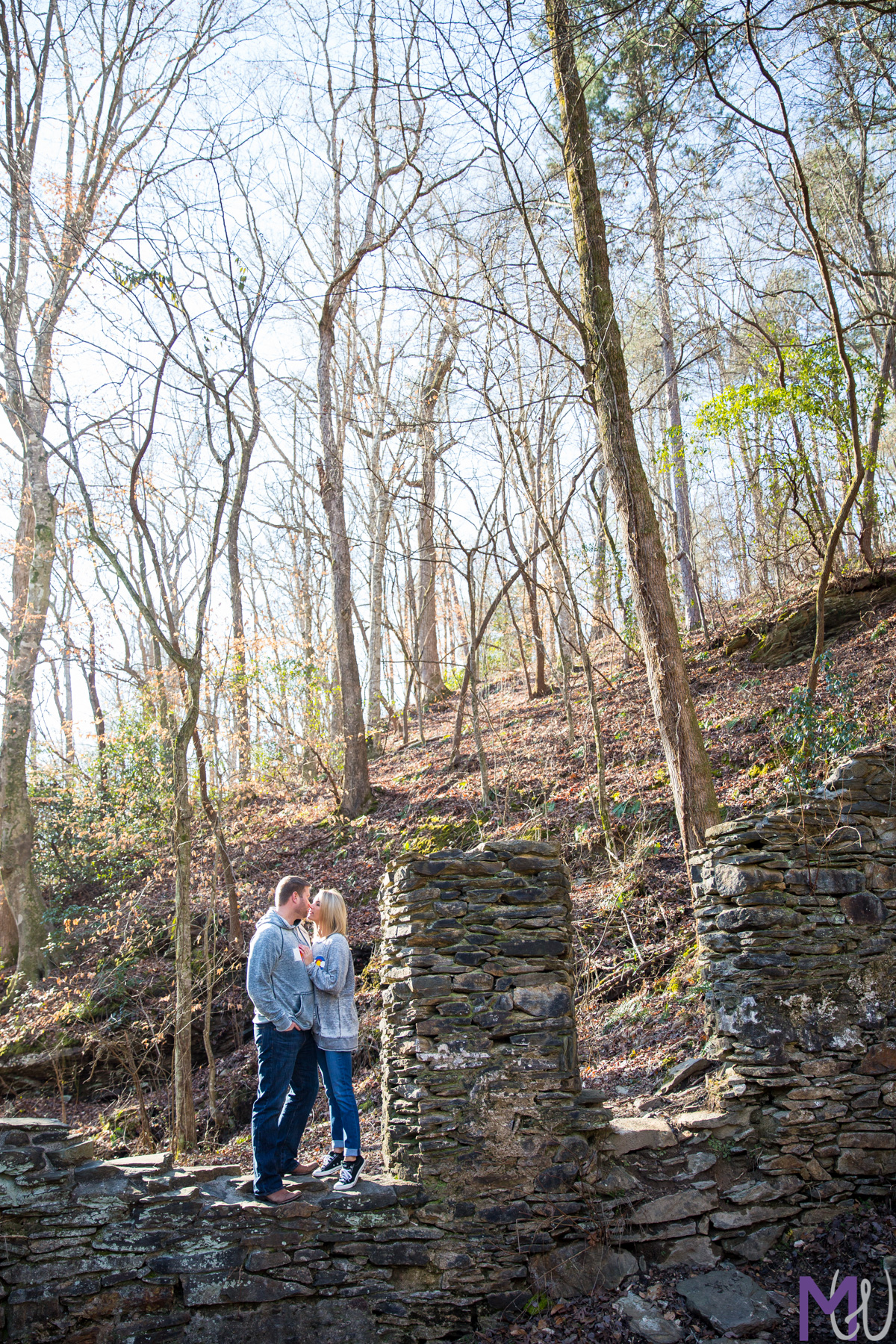 Engagement photos at Sope Creek Mill Ruins