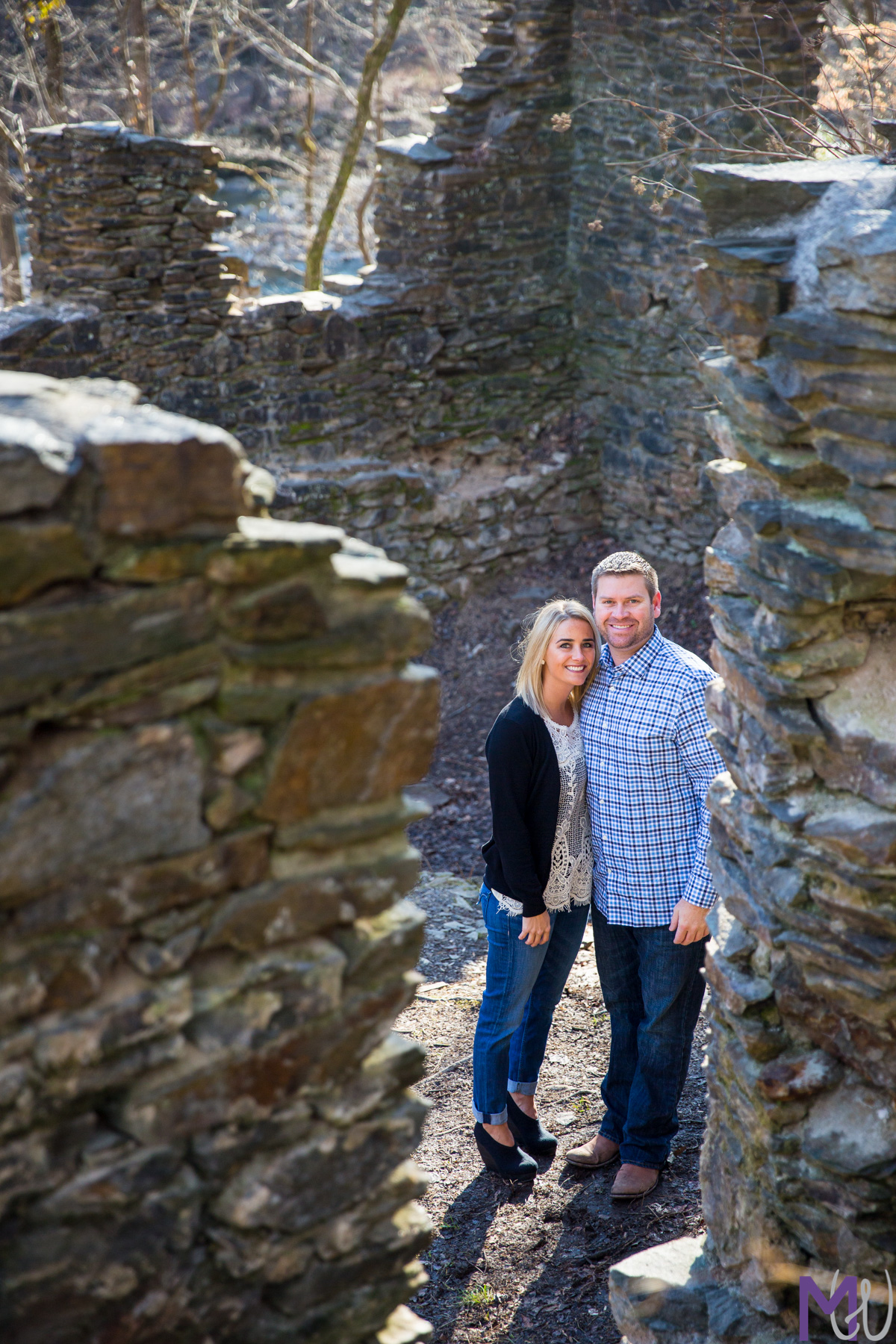 Engagement photos at Sope Creek Mill Ruins