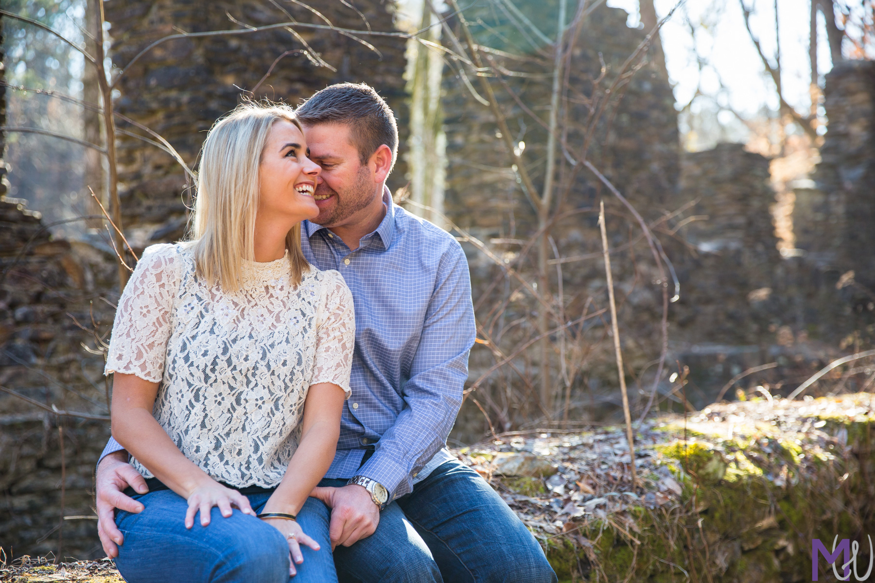 Engagement photos at Sope Creek Mill Ruins