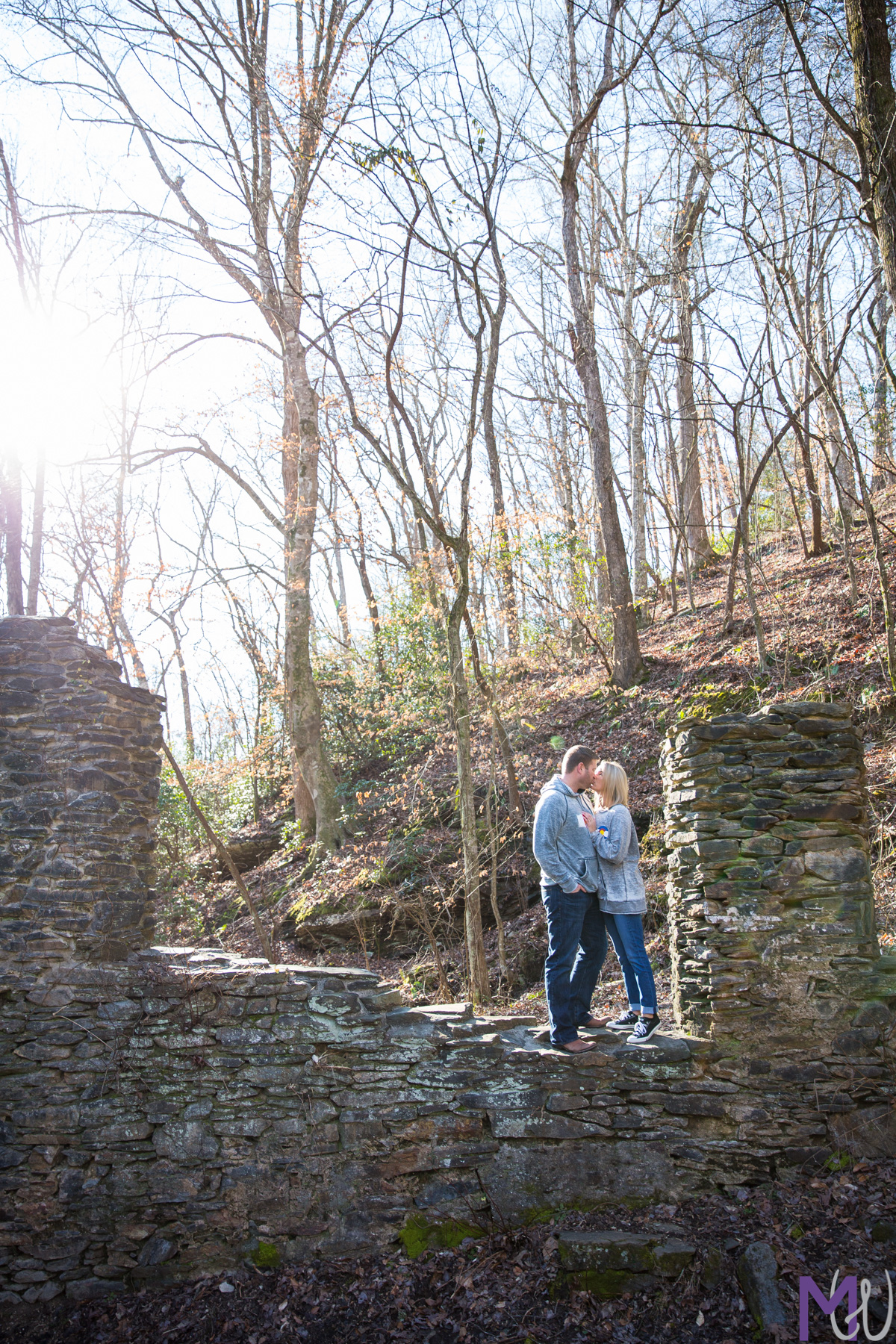 Engagement photos at Sope Creek Mill Ruins