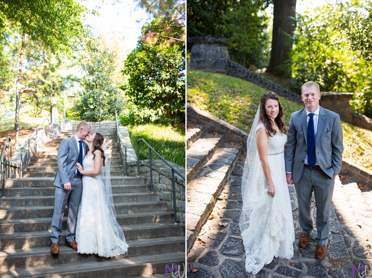bride and groom in piedmont park